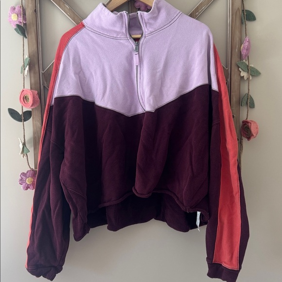 Free People Movement Split Second Half Zip Pullover in Fig Jam Combo Color - Picture 8 of 8